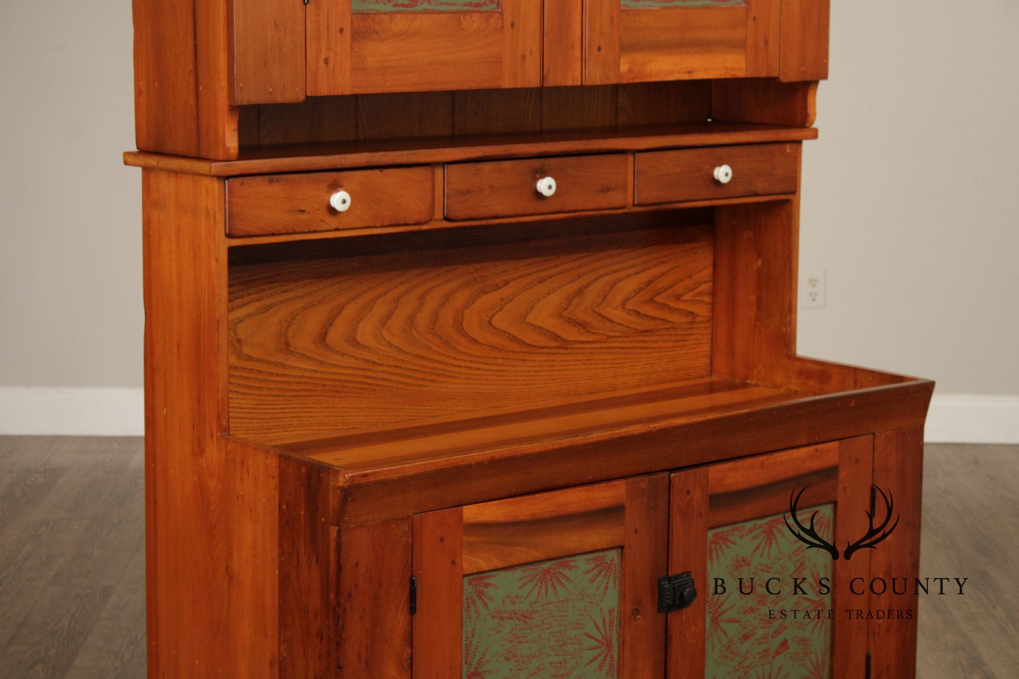 Custom Amish Crafted Primitive Farmhouse Hutch Cabinet