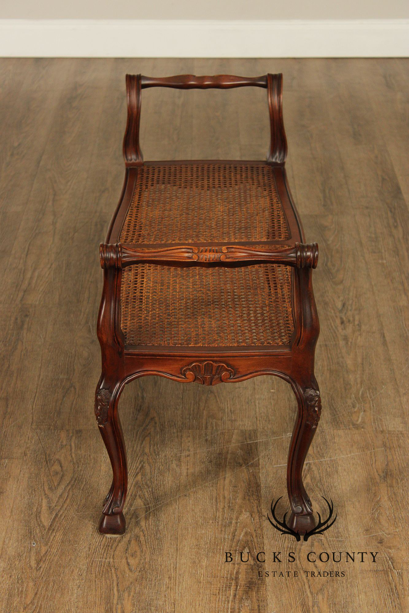 Italian Provincial Style Cane Seat Bench