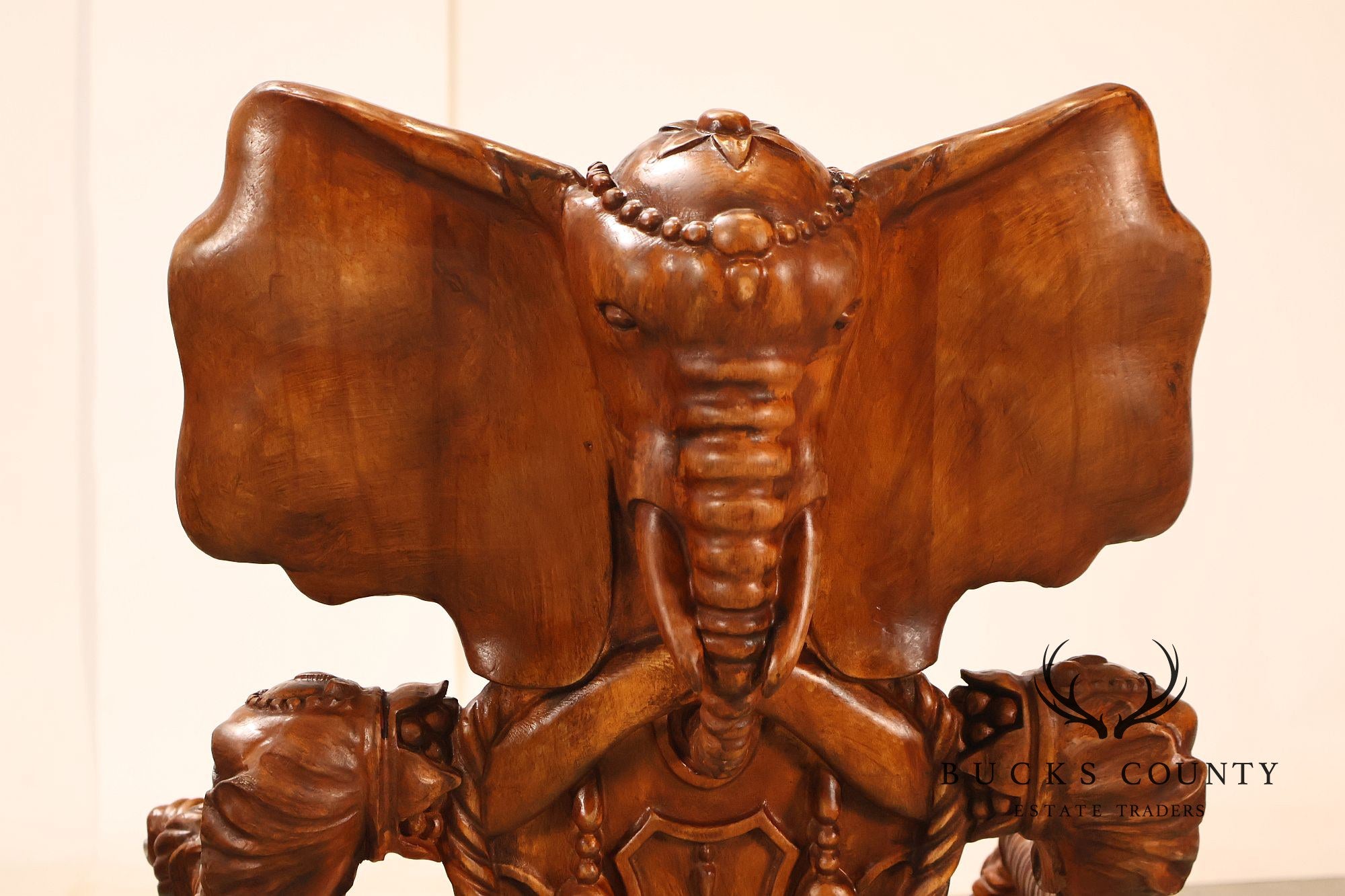 Anglo-Indian Set Of Four Carved Elephant Armchairs
