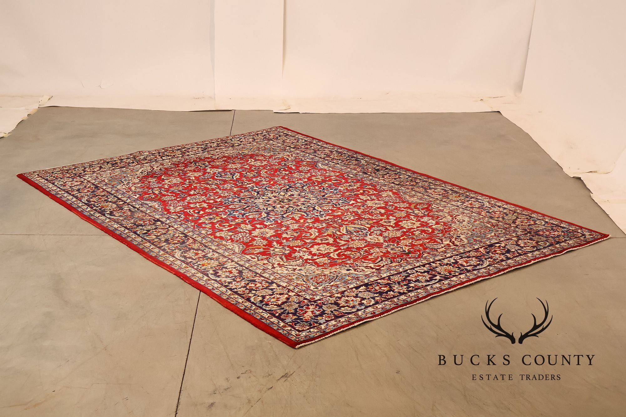 Hand Knotted Persian Style Vintage Wool Area Rug Red Field Floral Medallion