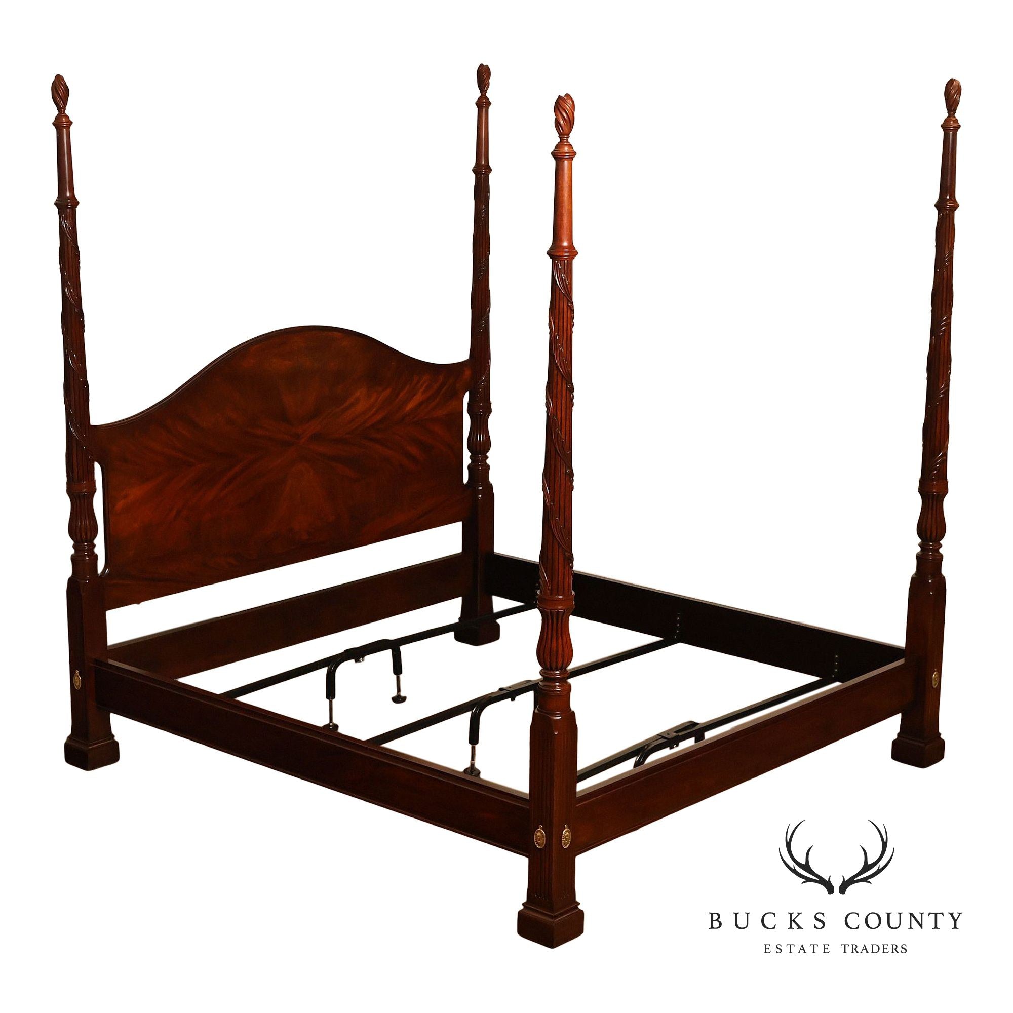 Henkel Harris Carved Mahogany King Poster Bed