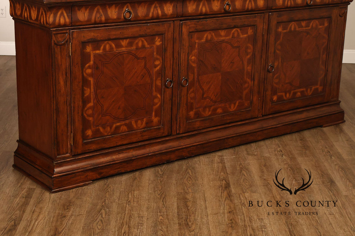 Traditional Georgian Style Inlaid Three Door Credenza Sideboard