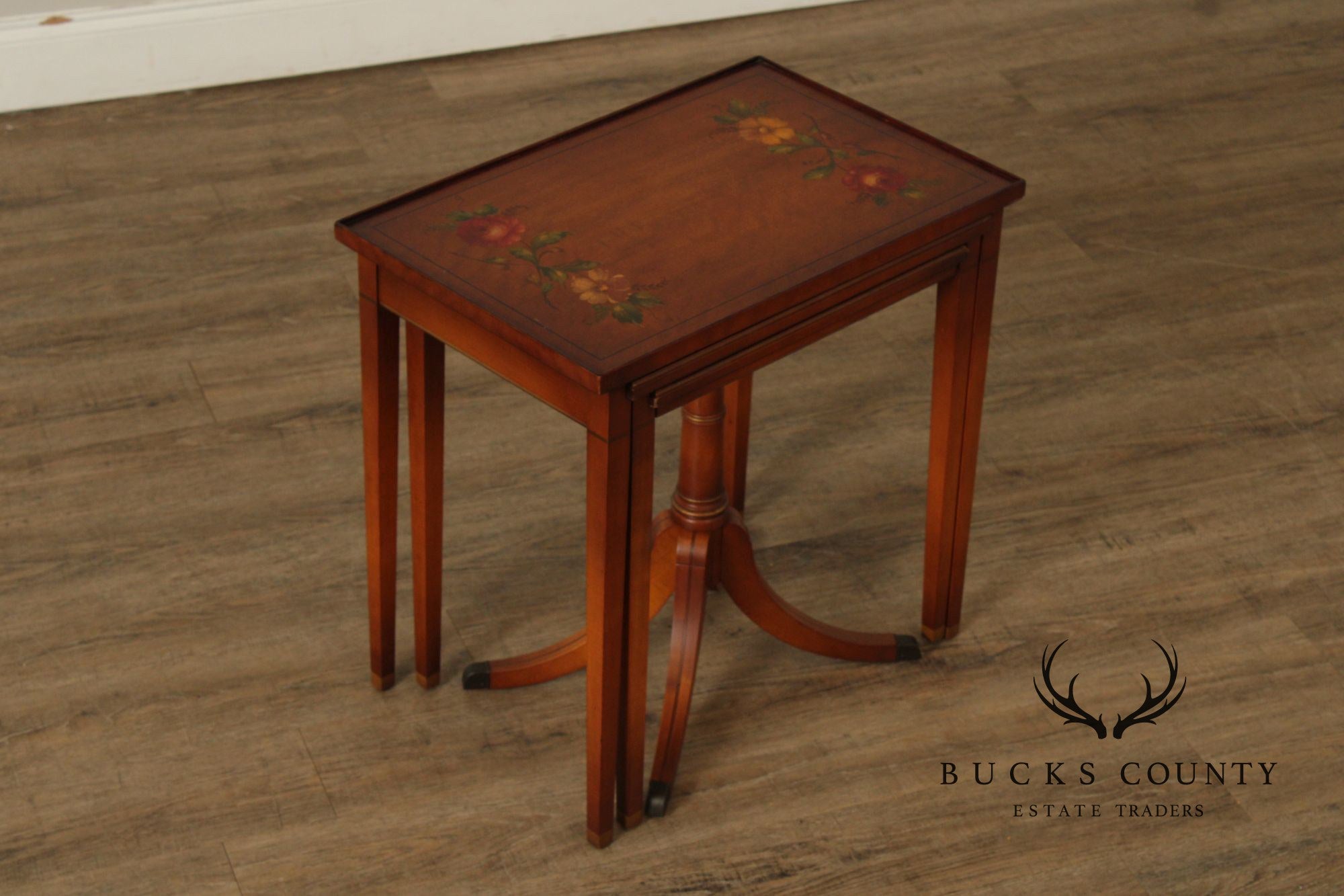 1930's Imperial Furniture Edwardian Set of Three Satinwood Nesting Tables