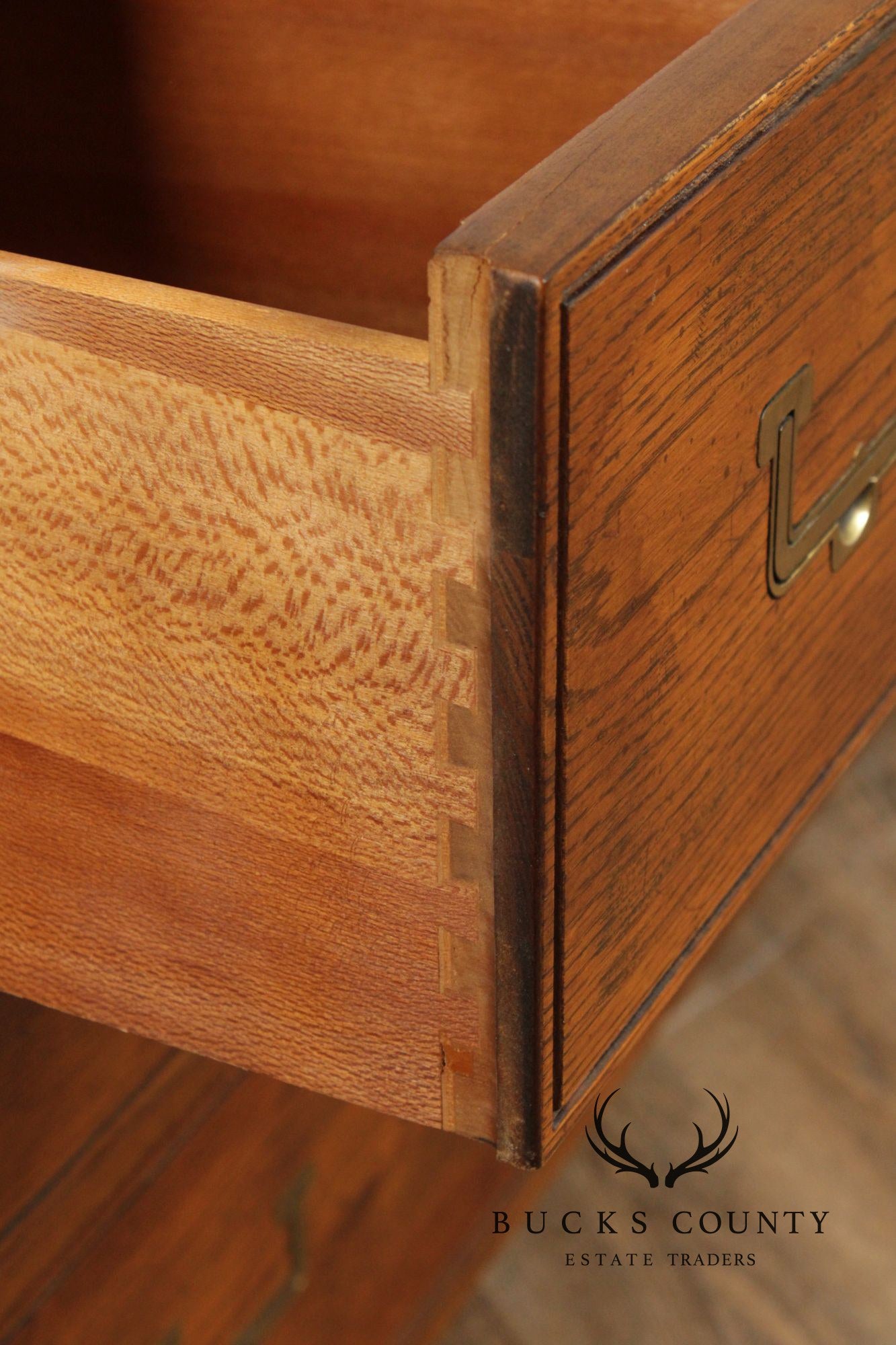 Henredon Campaign Style Oak Triple Dresser