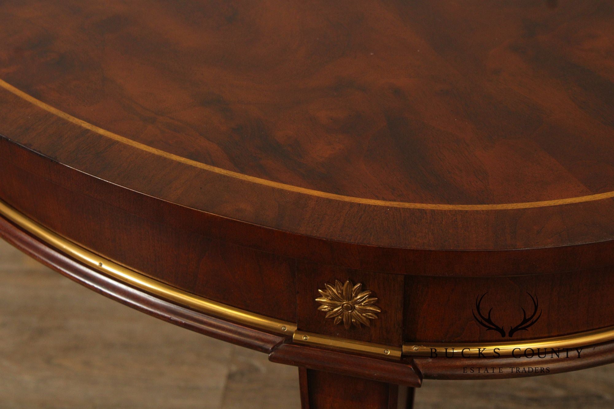 Maitland Smith Empire Style Oval Top Mahogany Expandable Dining Table
