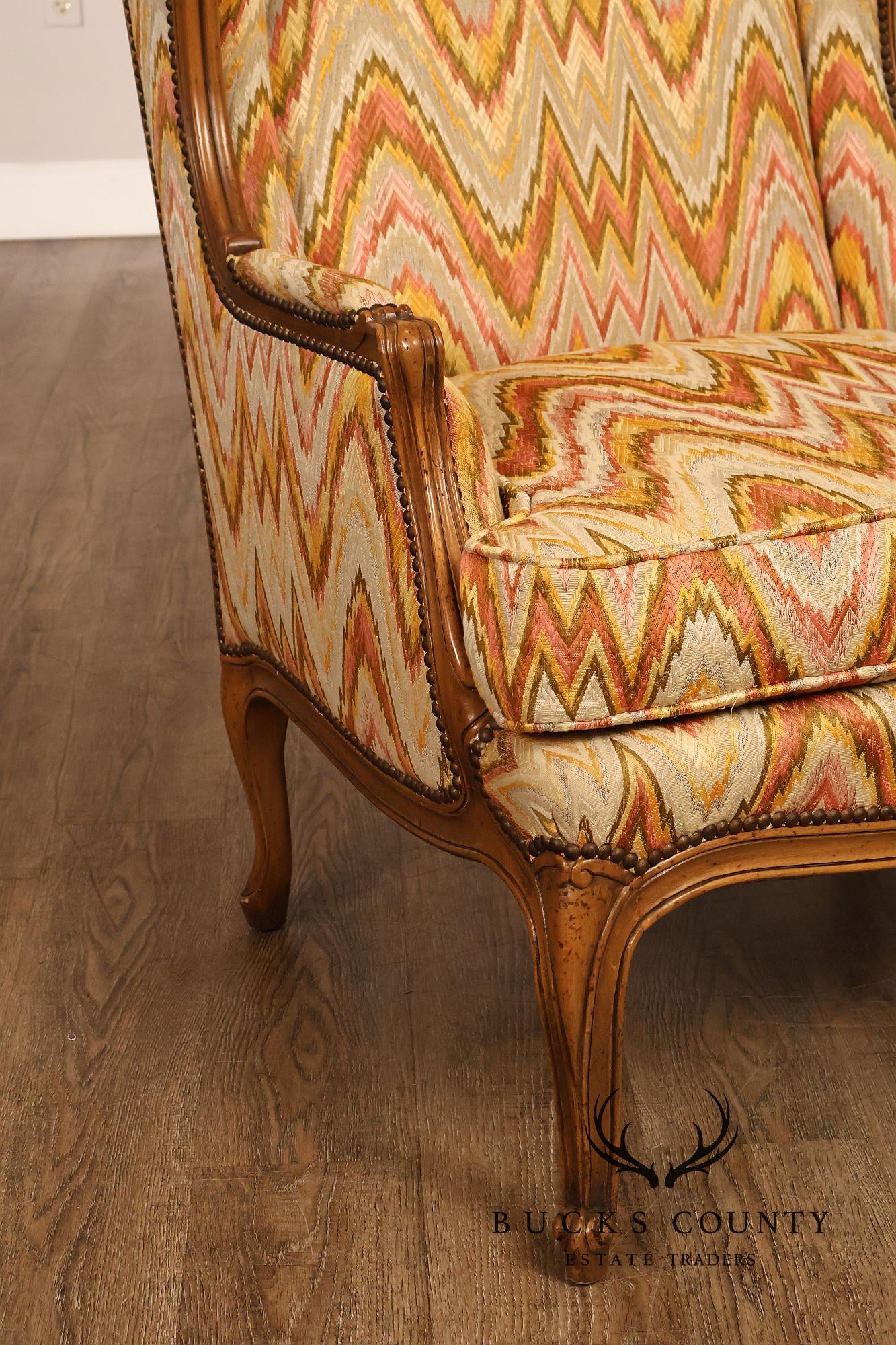 Baker Furniture Louis XV Style Wing Back Bergère Chair And Ottoman