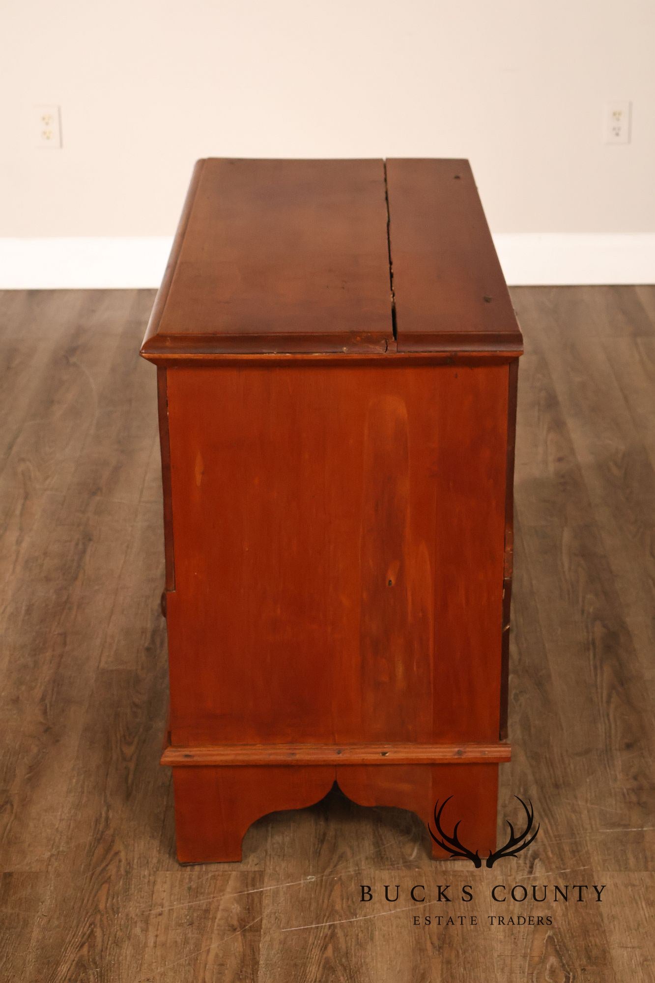 Antique American Country Birdseye Maple Blanket Chest With Lower Drawer
