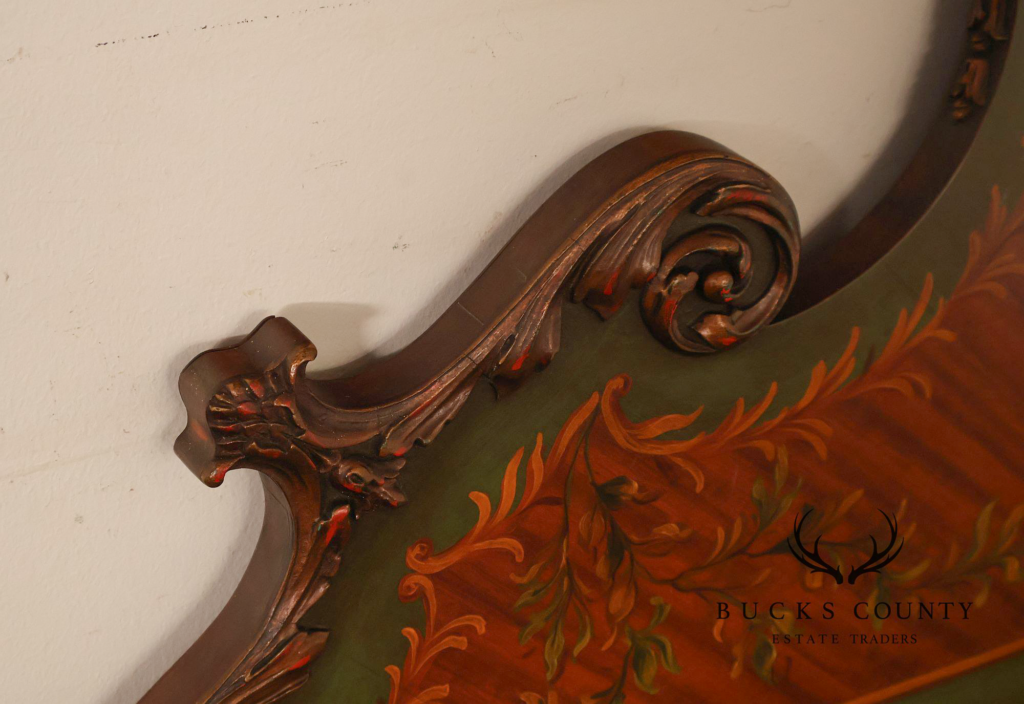 Edwardian Paint Decorated Satinwood Twin Headboard