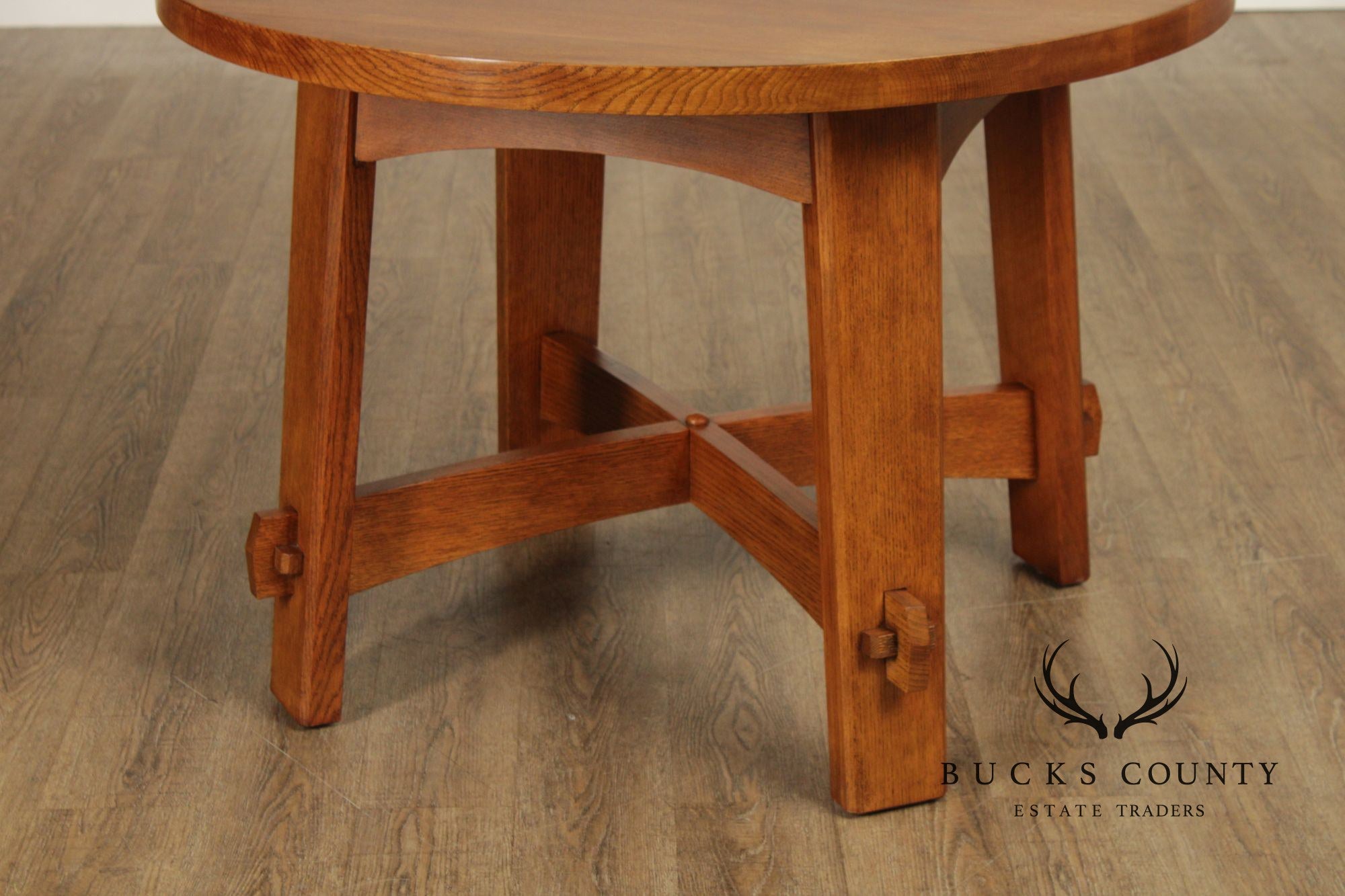 Stickley Mission Collection Round Oak Commemorative Library Table