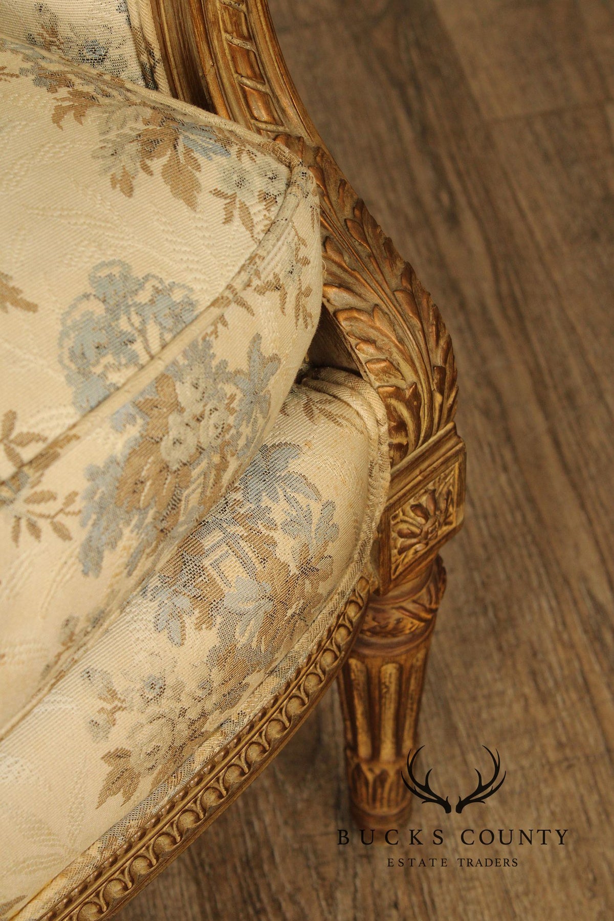 Antique French Louis XVI Style Giltwood Bergère Chair