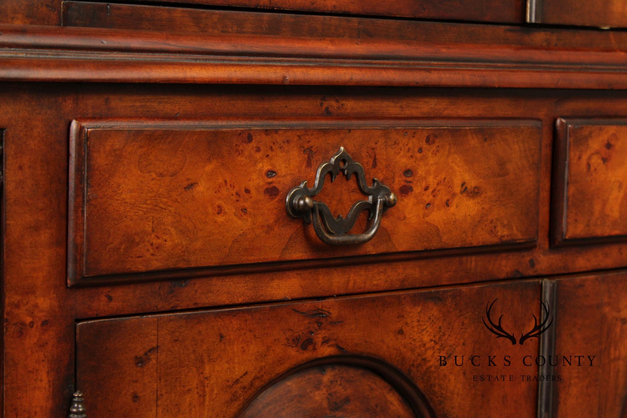 Theodore Alexander Georgian Style Burlwood Corner Cabinet