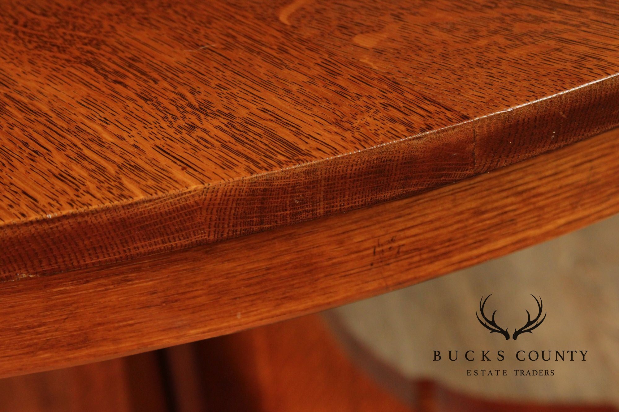 Stickley Mission Collection Round Oak Pedestal Expandable Dining Table