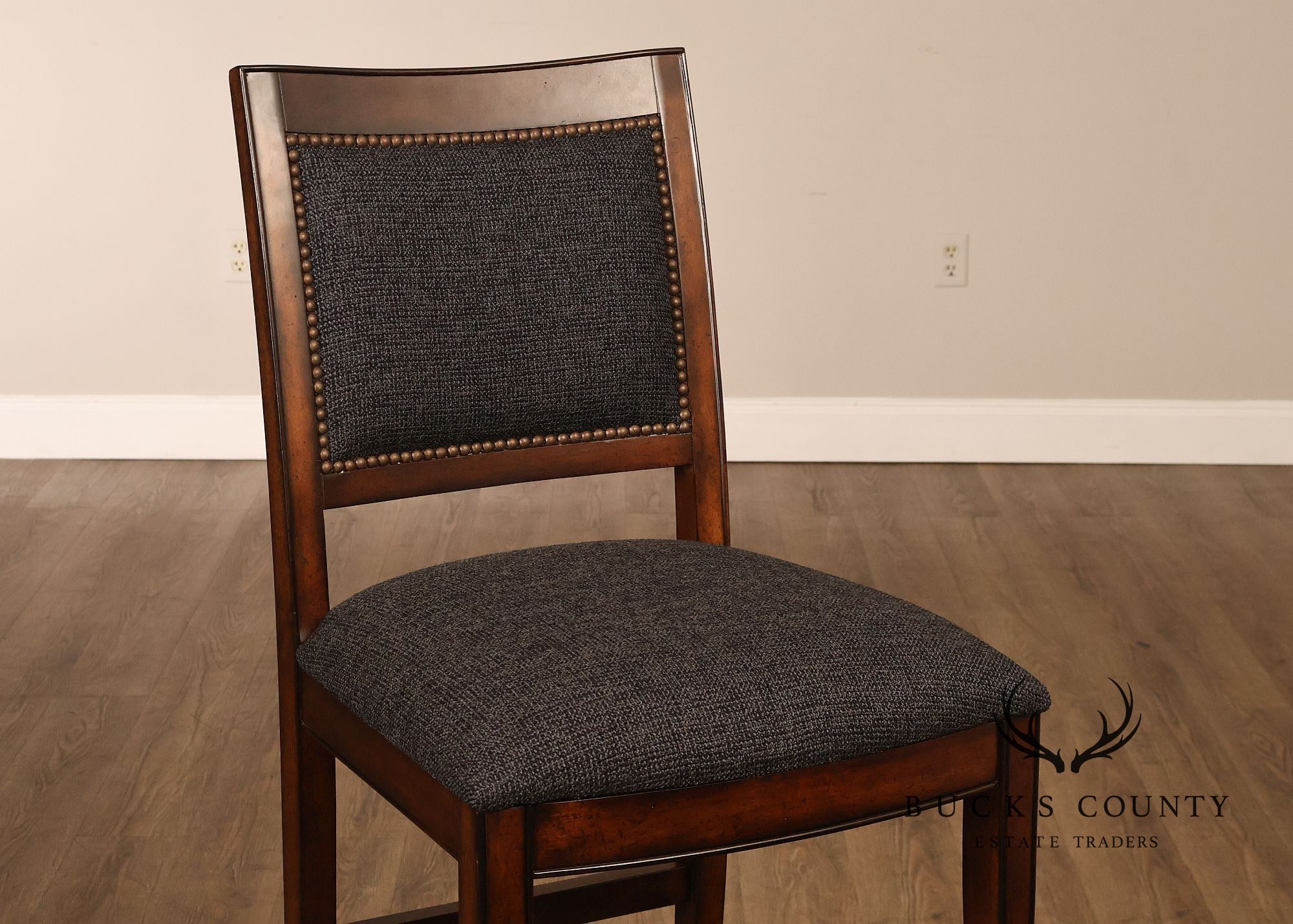 Contemporary Pair of Upholstered Bar Stools