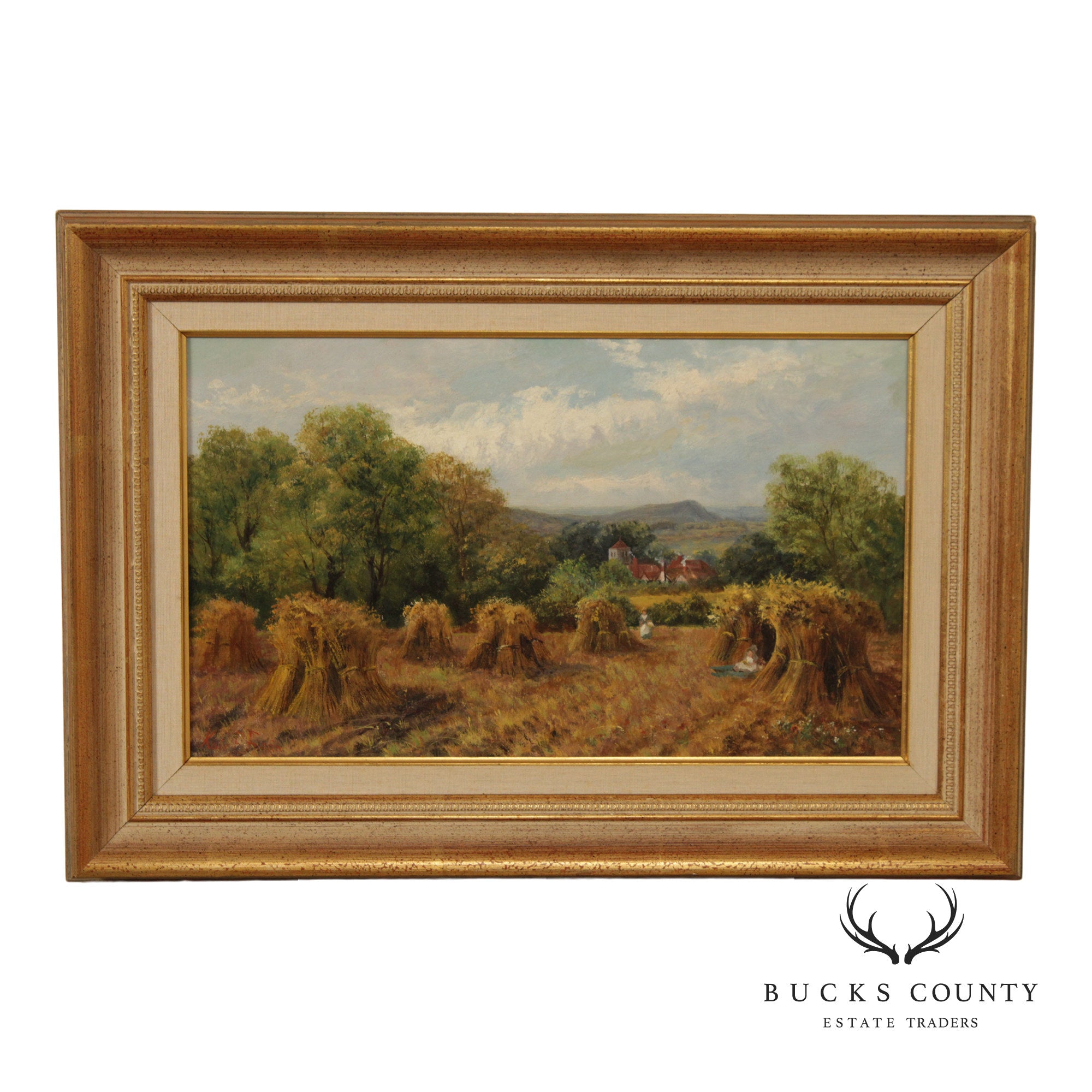 Kate E. Foster Oil Painting, 'Hayfield'