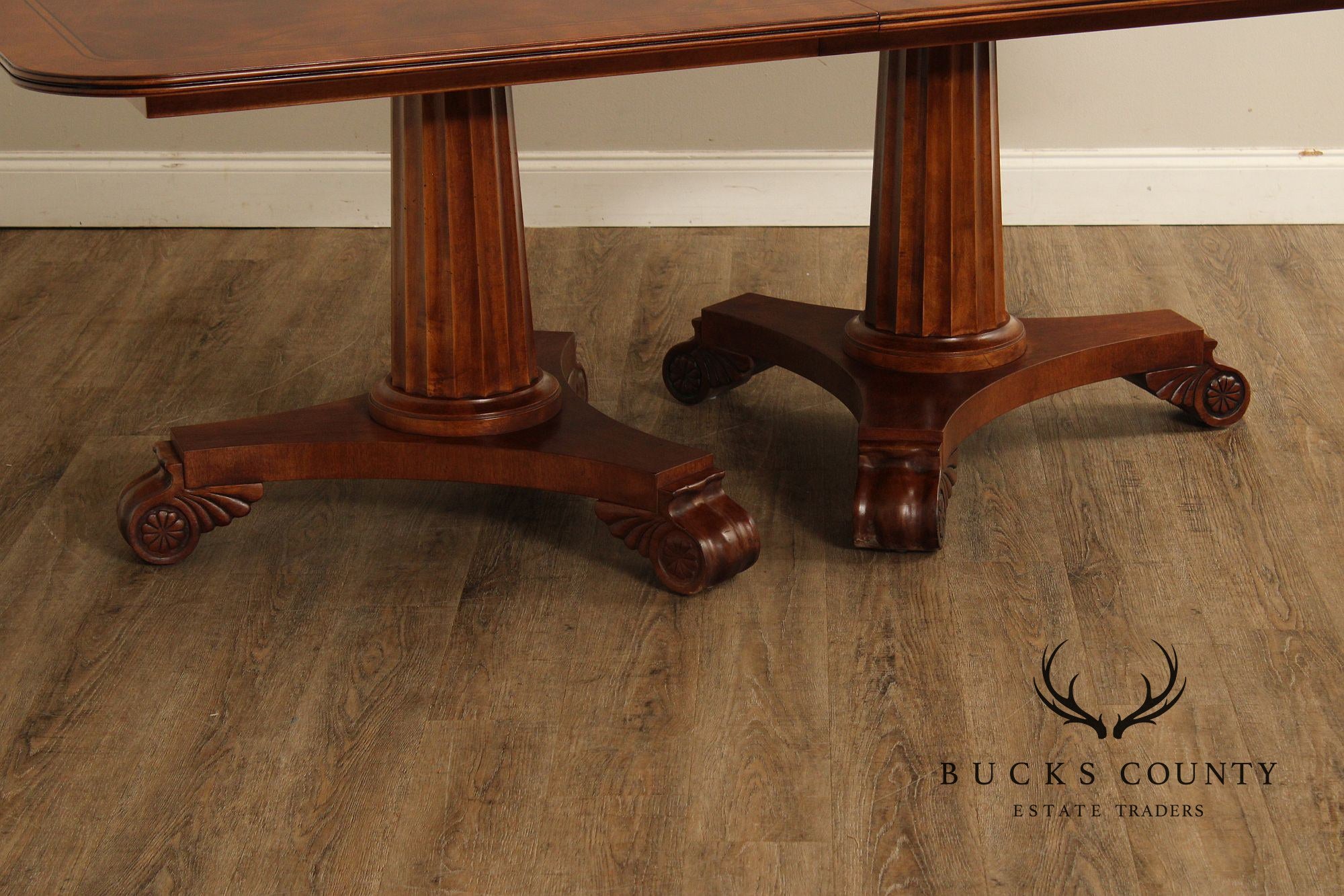 Empire Style Double Pedestal Mahogany Dining Table
