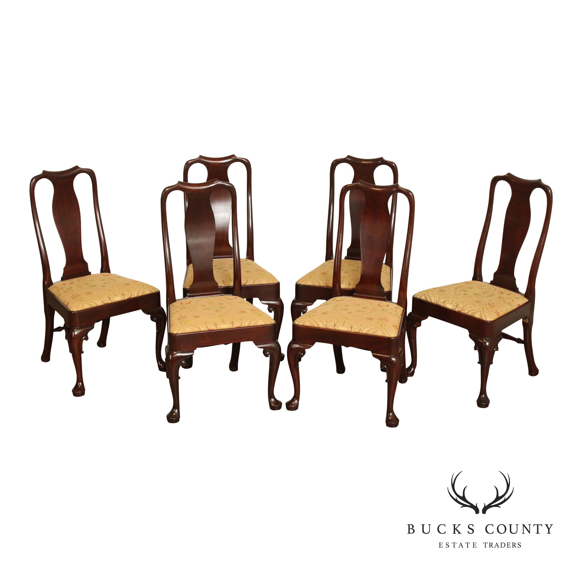 Stickley Williamsburg Reserve Set Of Six Mahogany Queen Anne Side Dining Chairs