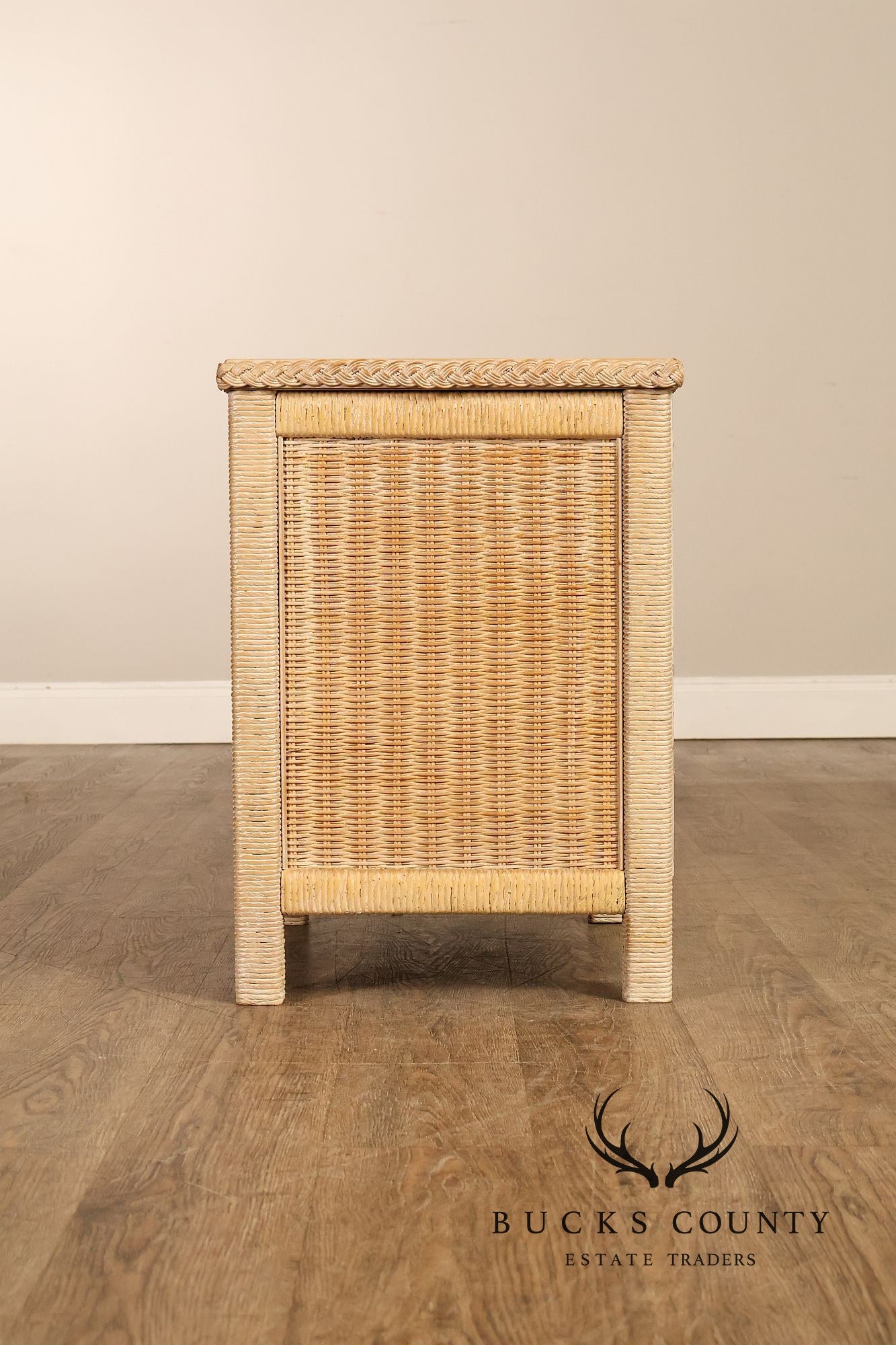 Lexington Henry Link Vintage Pair of Wicker two Drawer Nightstands