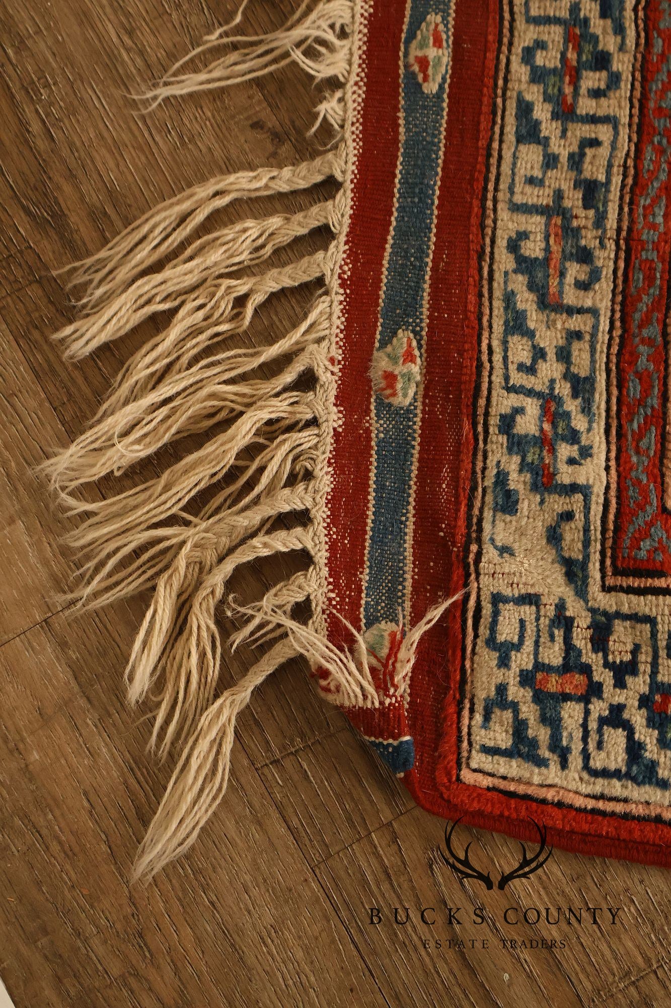 Vintage Hand Tied Wool Kazak Tribal Long Runner Rug