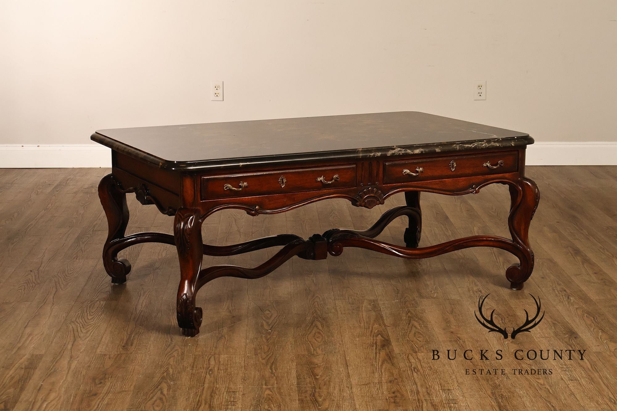 Henredon Carlyle Collection Louis XV Style Marble Top Cocktail Table