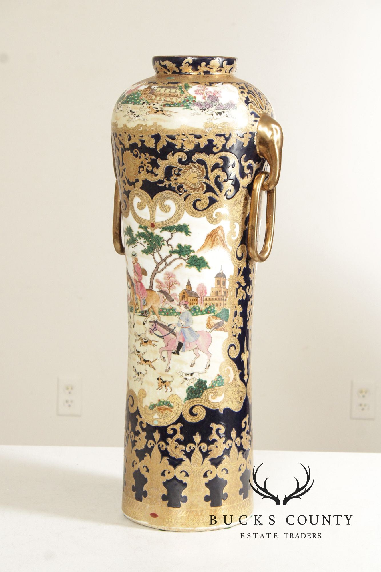 Vintage Chinese Pair of Satsuma Floor Vases