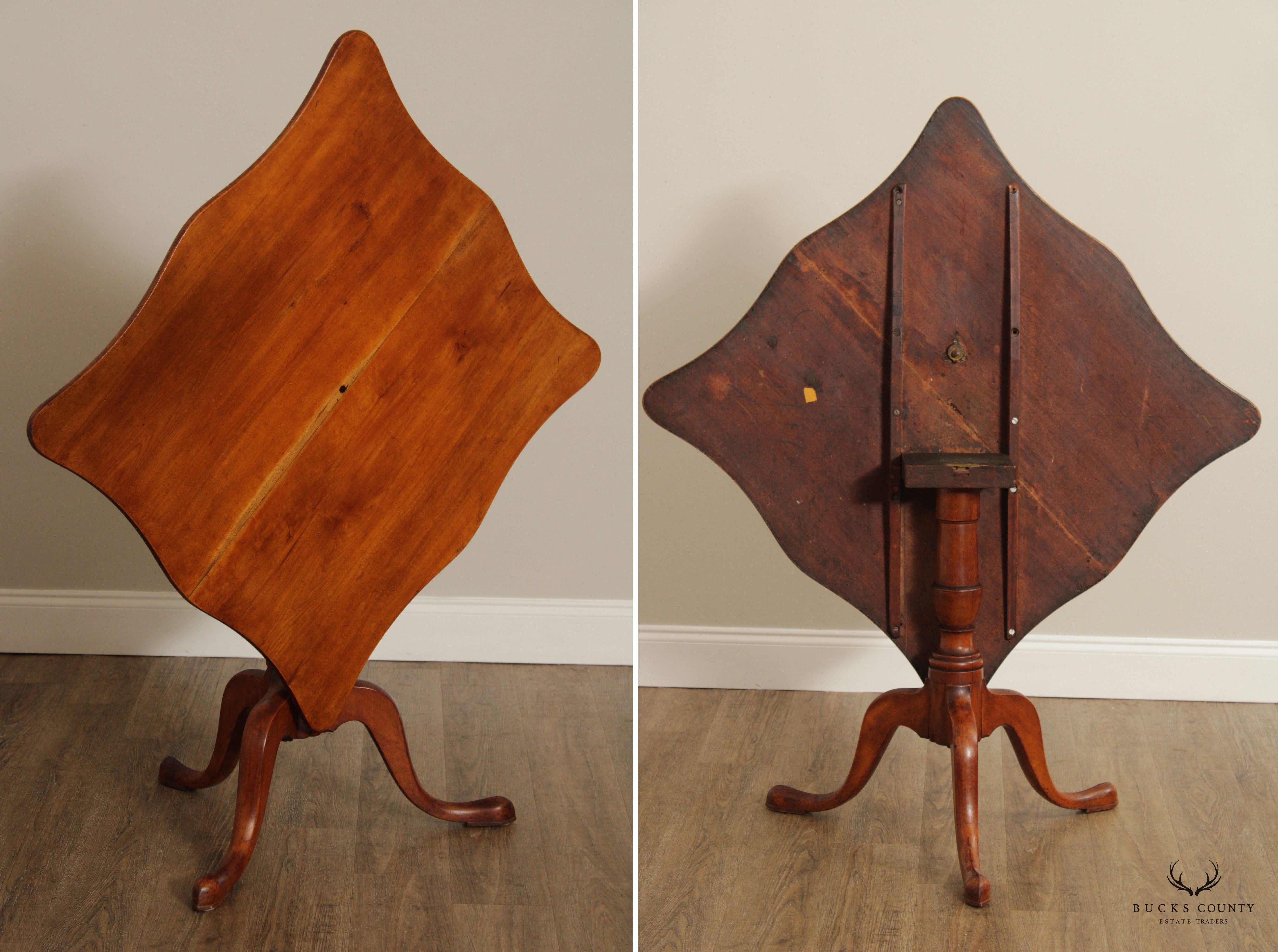 Antique Early American Cherry Tilt Top Tea Table