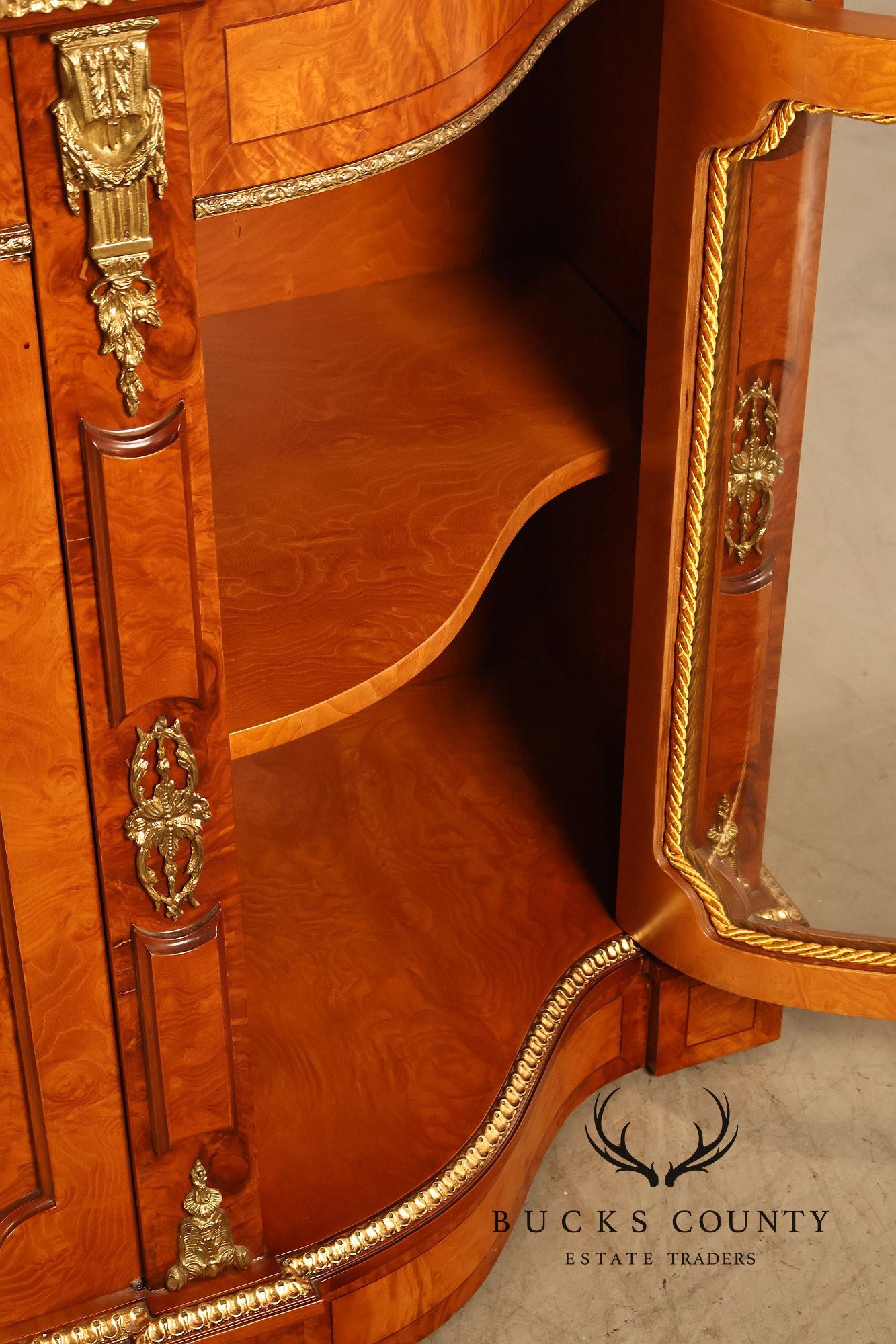Italian Neoclassical Style Burl Wood Sideboard Credenza