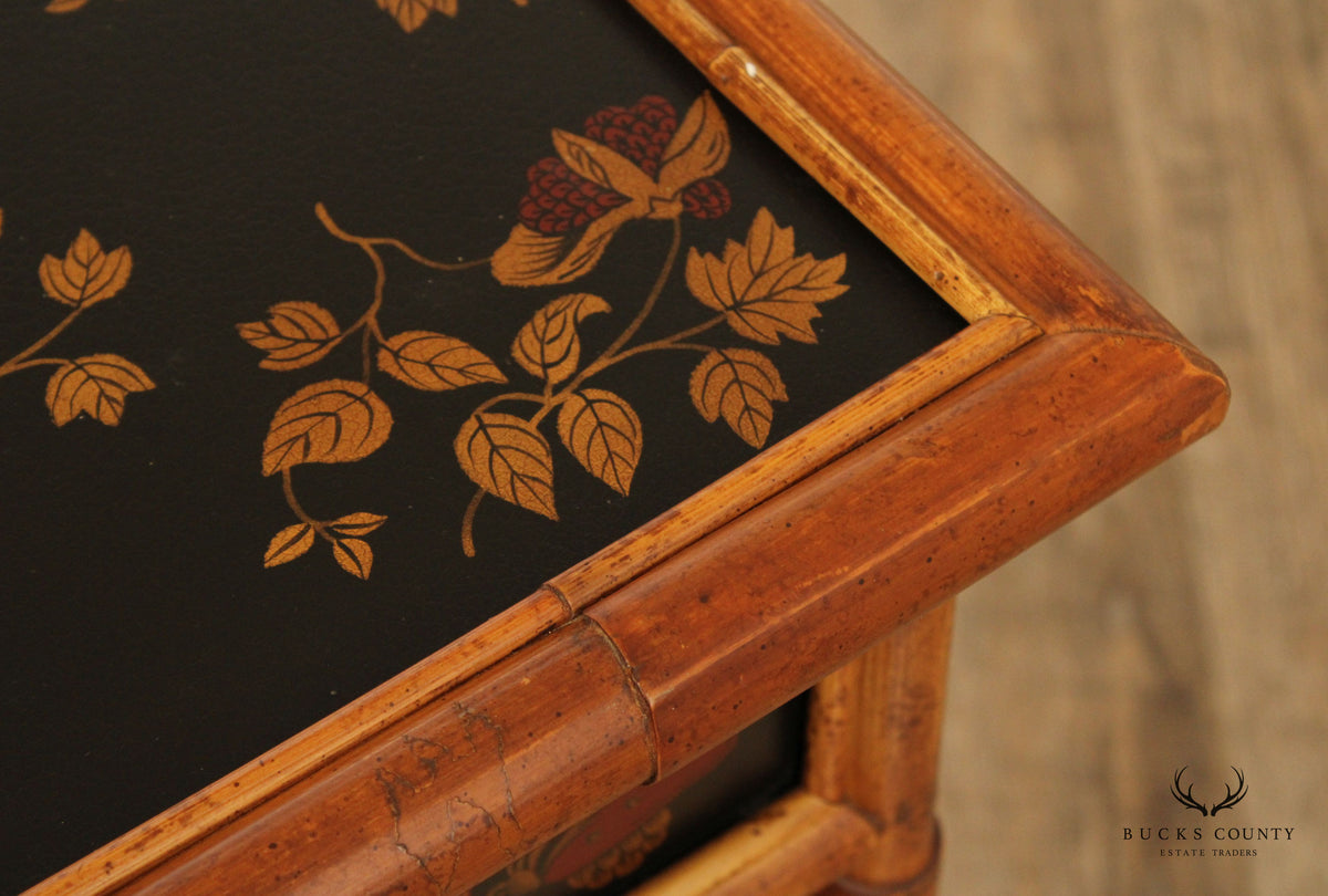 Chinoiserie Rattan Side Table