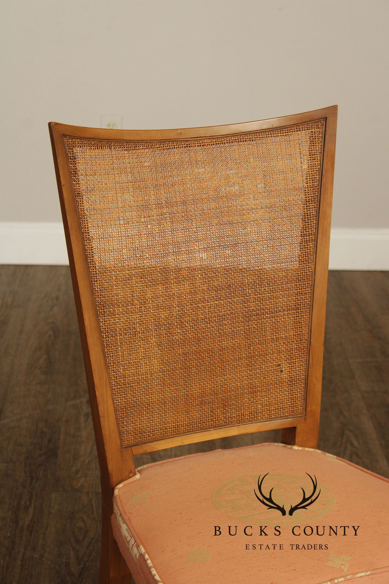 John Widdicomb Mid-Century Modern Set Of Four Walnut Cane Back Dining Chairs