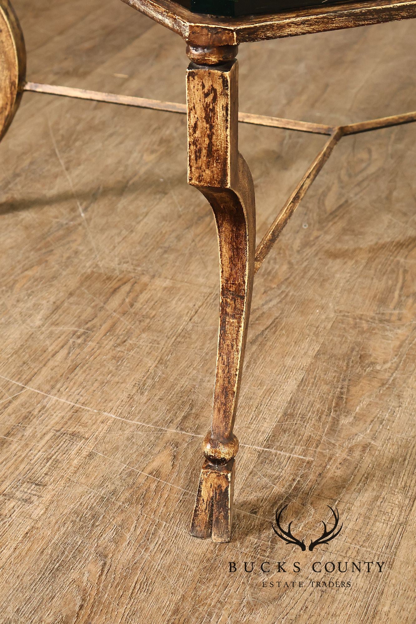 Minton Spindell 'Durant' Glass Top Iron Coffee Table