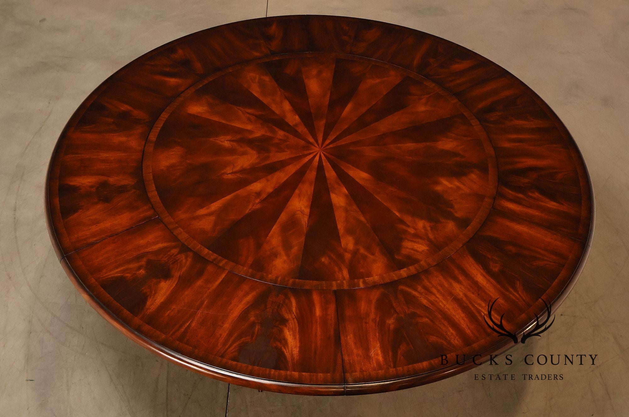 Theodore Alexander Regency Style Flame Mahogany Round Expanding Dining Table