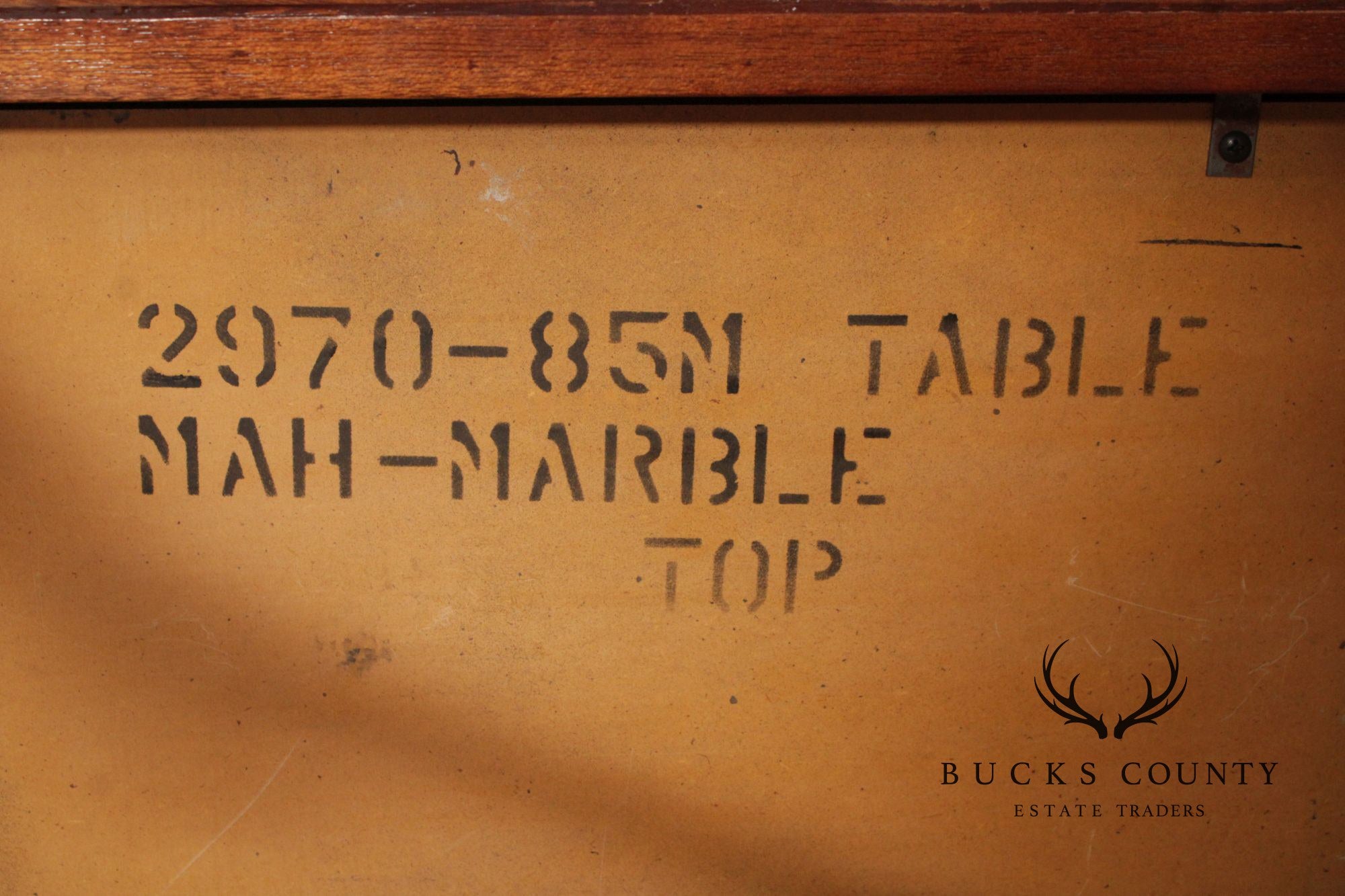 Chinese Chippendale Style Marble Top Mahogany Accent Table
