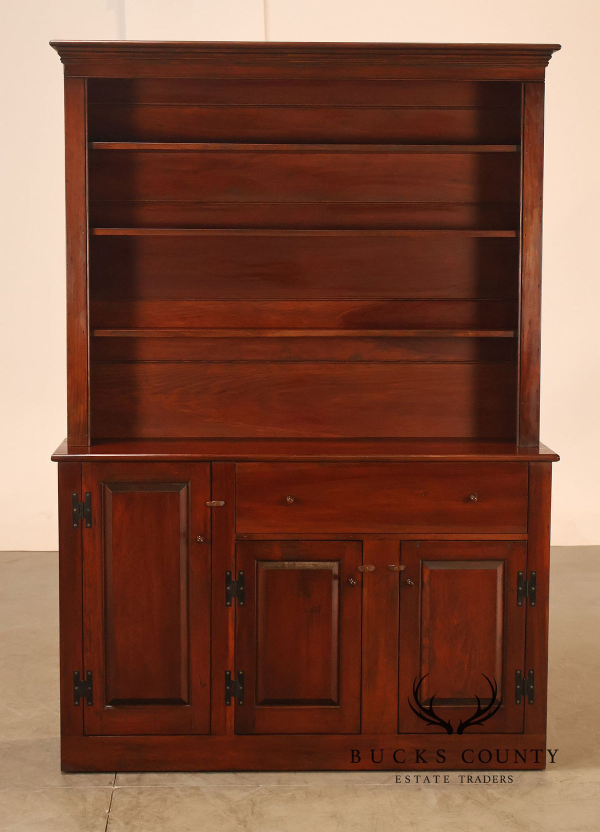 D.R. Dimes Pine Two-Piece Step-Back Cupboard