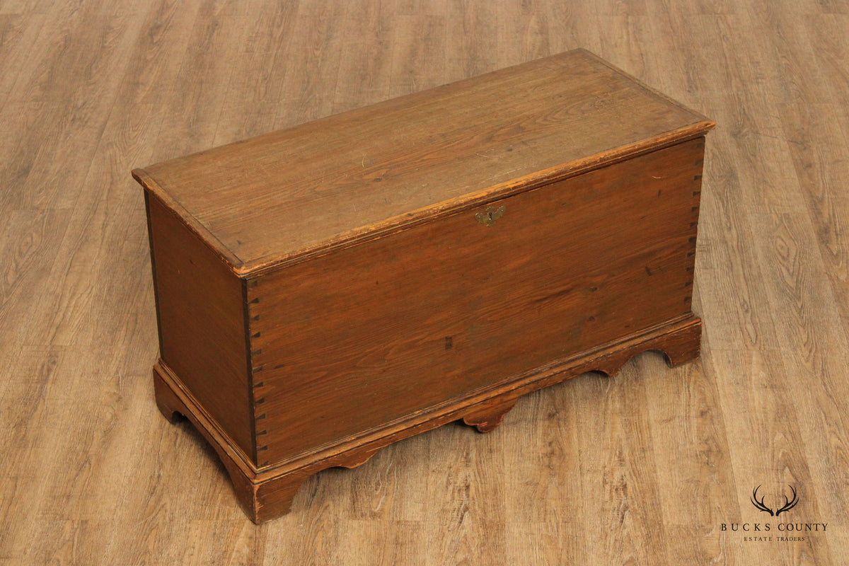 Antique Chippendale Style Dovetailed Blanket Chest With Till