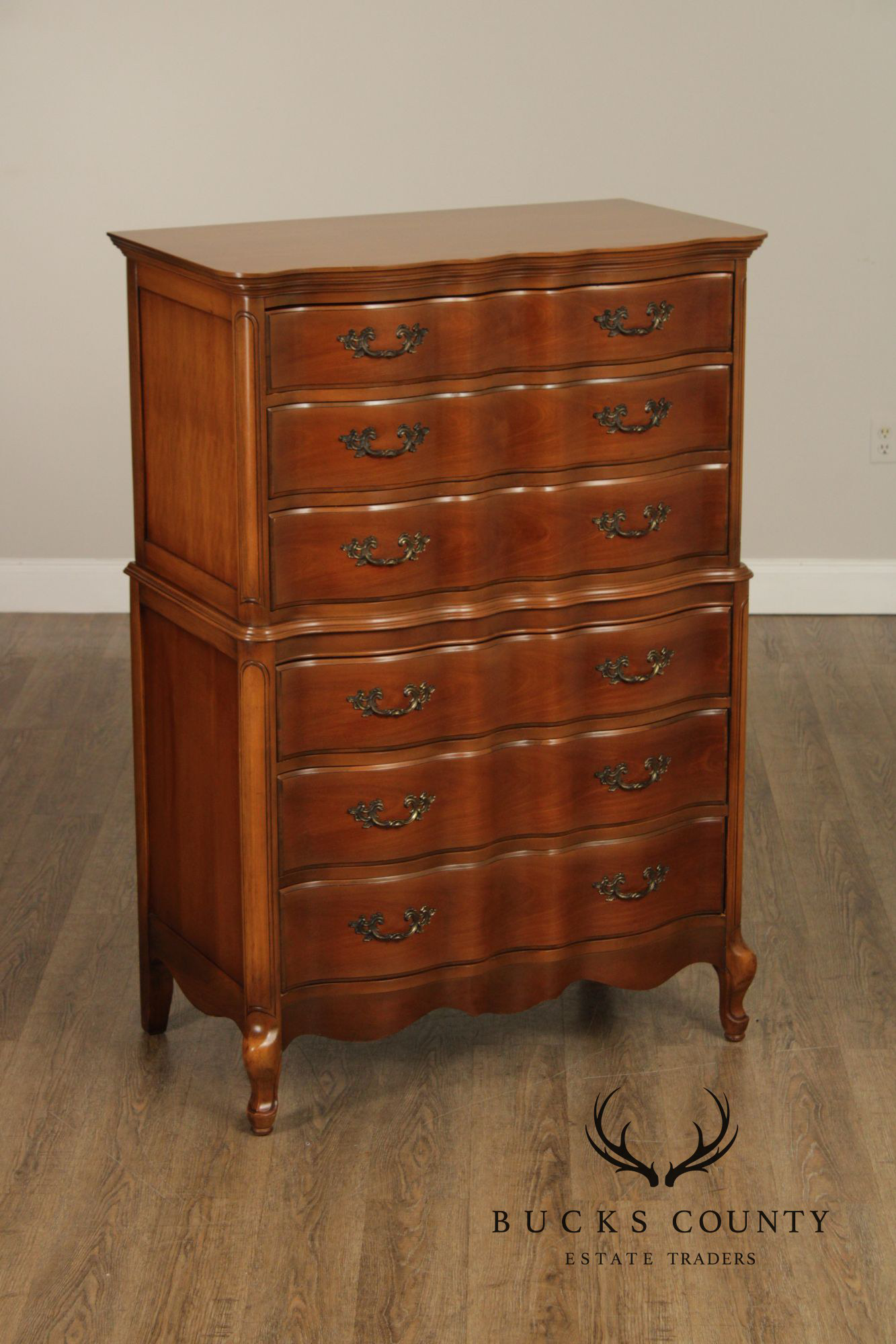 French Provincial Style Vintage Cherry Chest on Chest