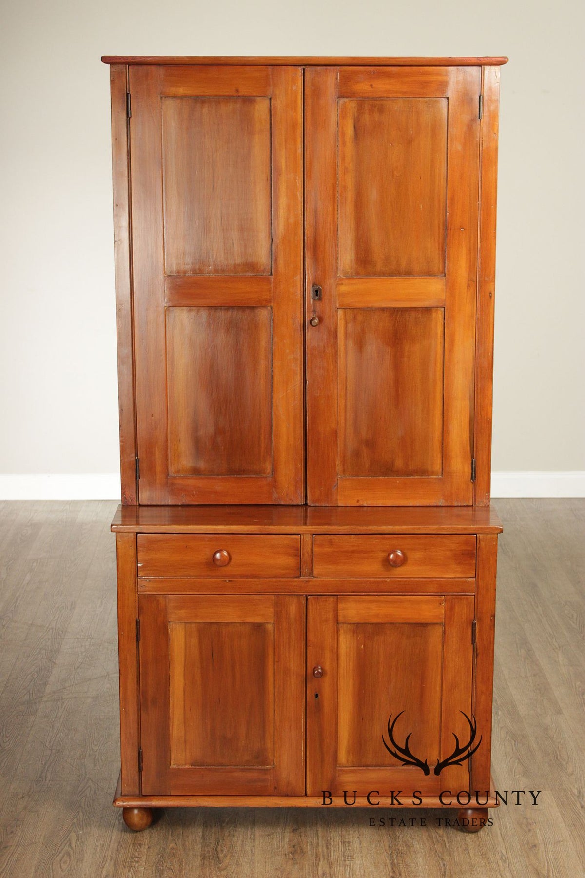 Antique American Primitive Step-Back Cupboard Hutch