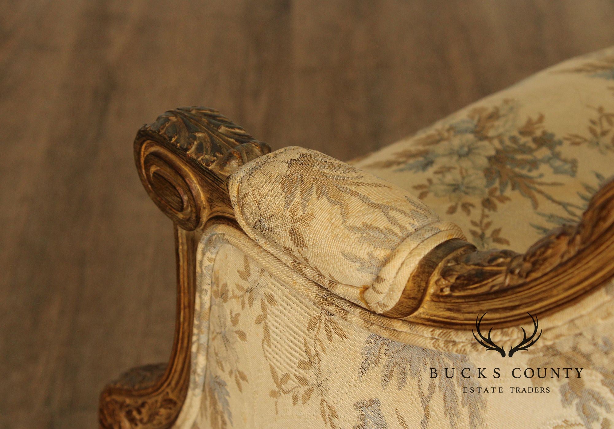 Antique French Louis XVI Style Giltwood Bergère Chair