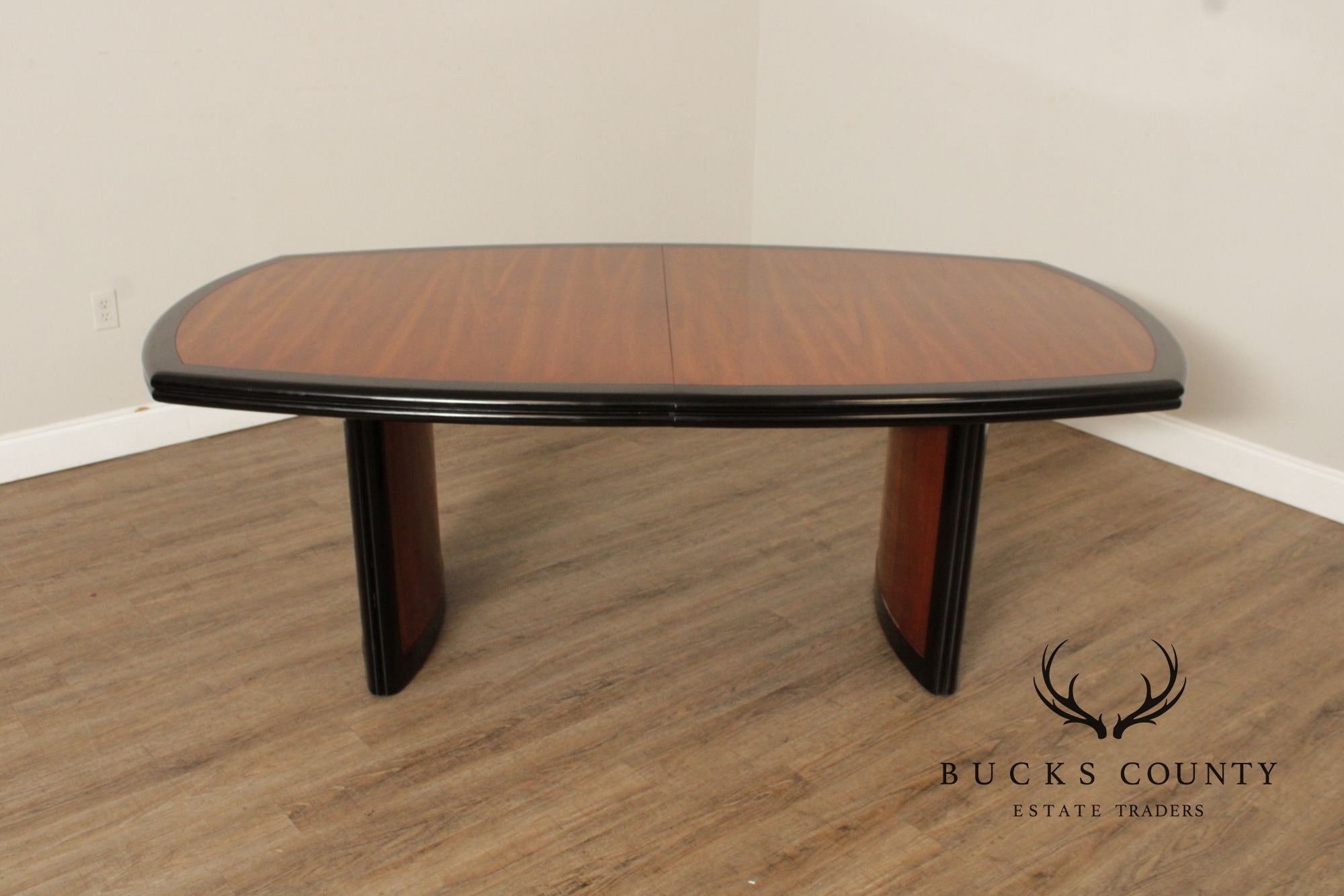 Century Furniture Expandable Modern Two Toned Ebonized Dining Table