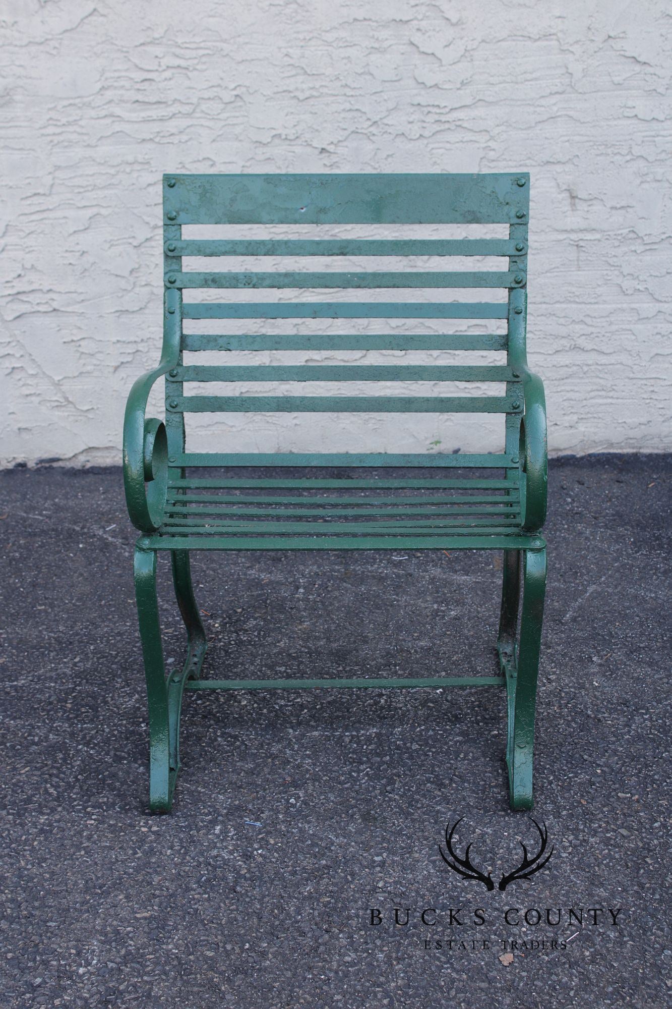 Antique Pair of Wrought Iron Outdoor Garden Armchairs