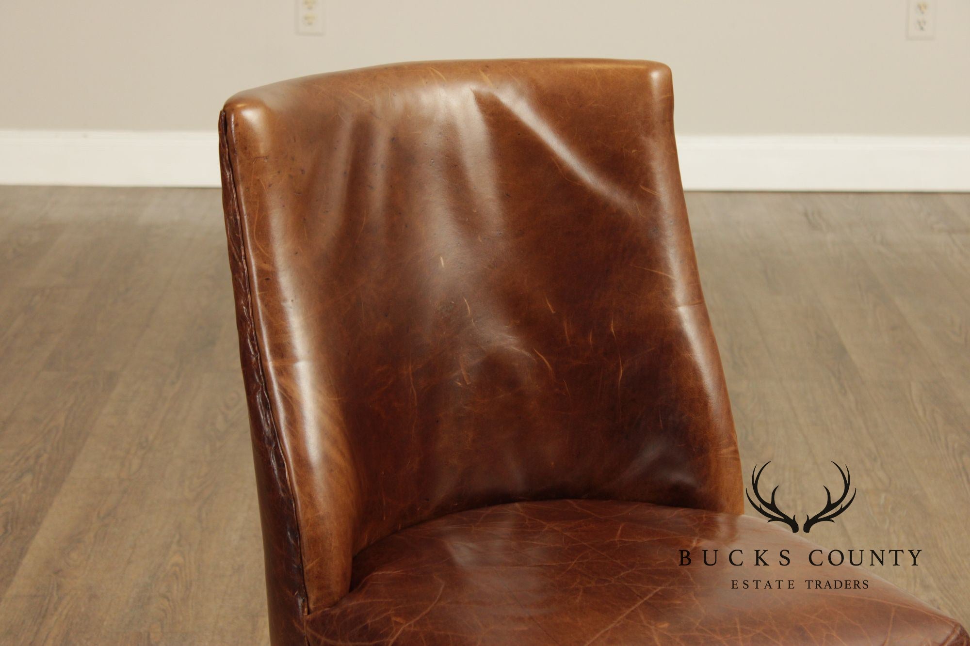 Restoration Hardware French Style Set of Four Leather Dining Chairs