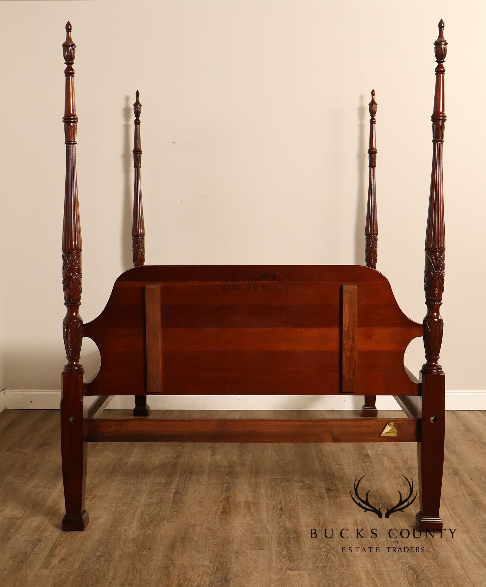 Lexington Queen Size Solid Mahogany Rice Carved Poster Bed