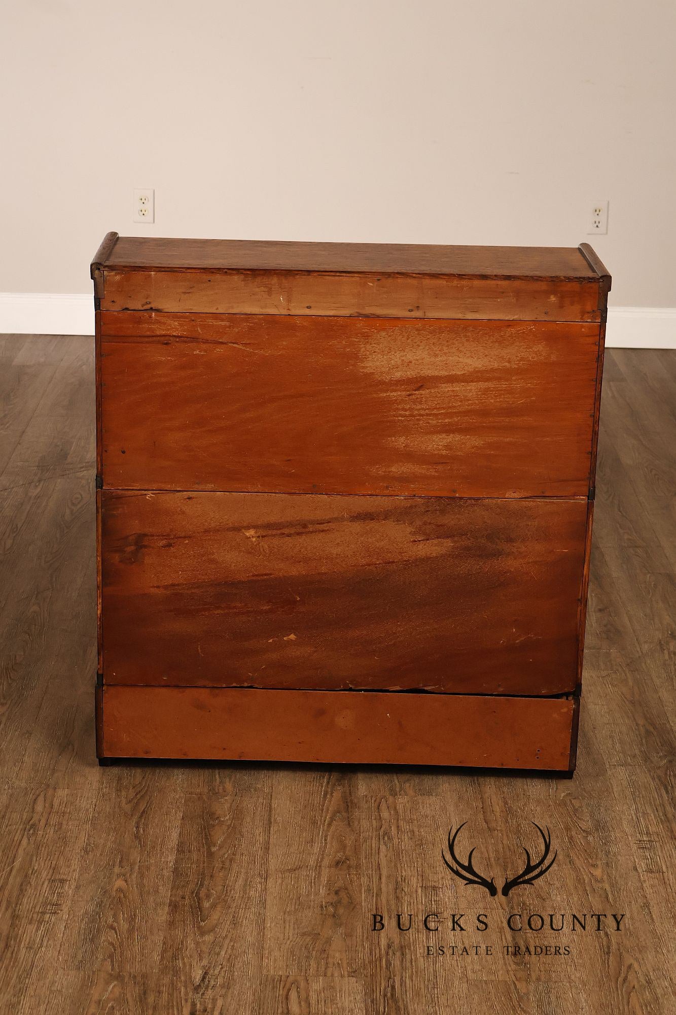 Globe-Wernicke Antique Oak Two-Stack Barrister Bookcase With Drawer Base