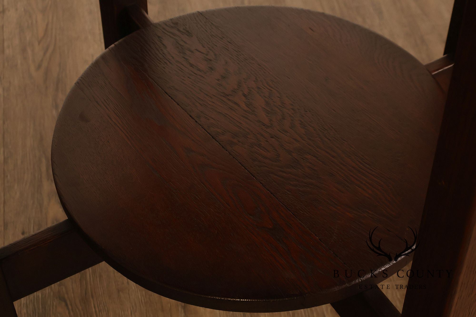 Antique Arts And Crafts Oak Round Side Table