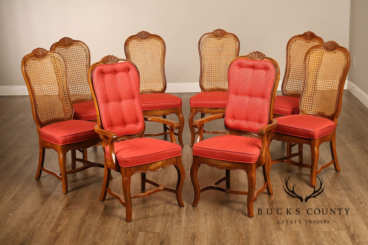 French Country Style Set Of Eight Cane Back Dining Chairs