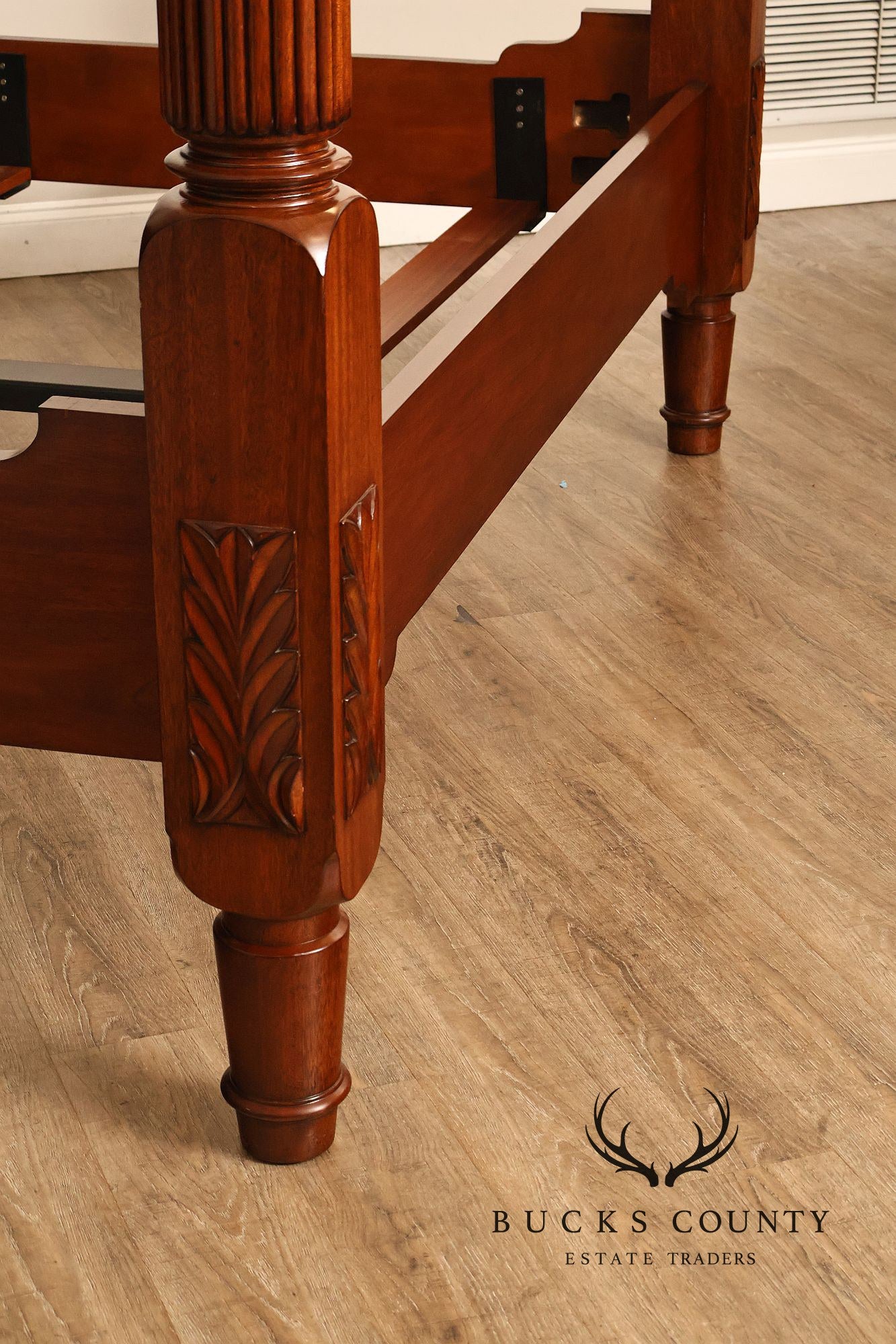 Colonial Revival Carved Mahogany King Size Four Poster Bed