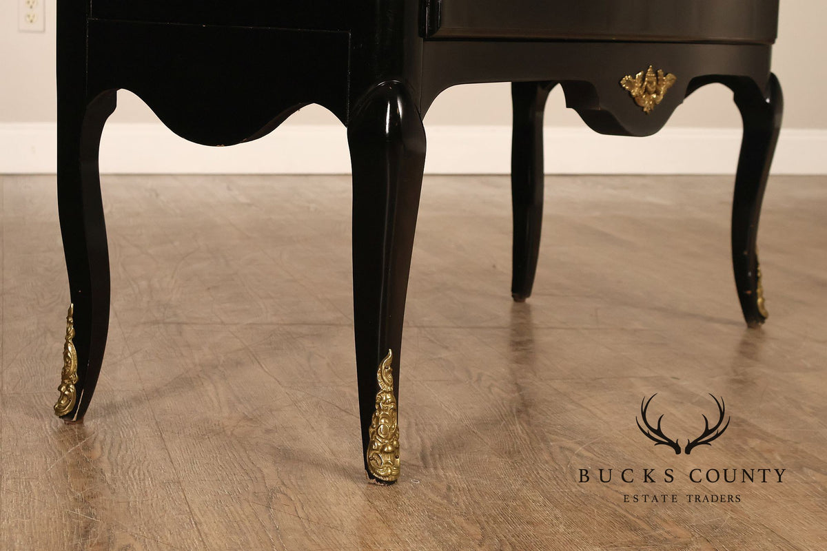 French Louis XV Style Black Lacquer Commode