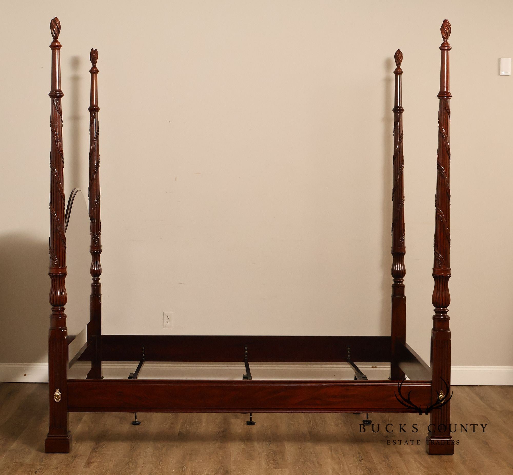 Henkel Harris Carved Mahogany King Poster Bed