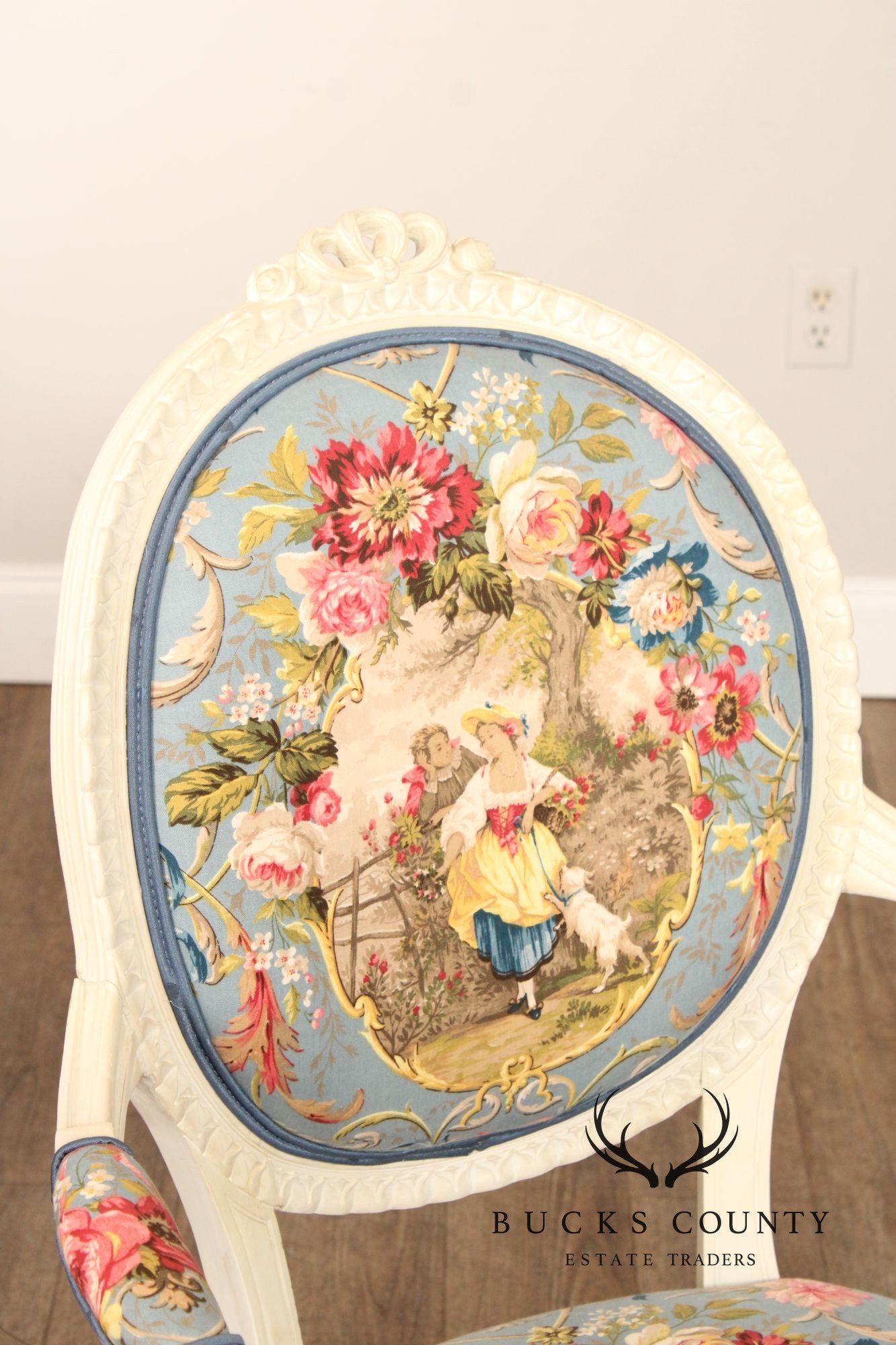 French Louis XVI Style Pair of Painted Fauteuil Armchairs