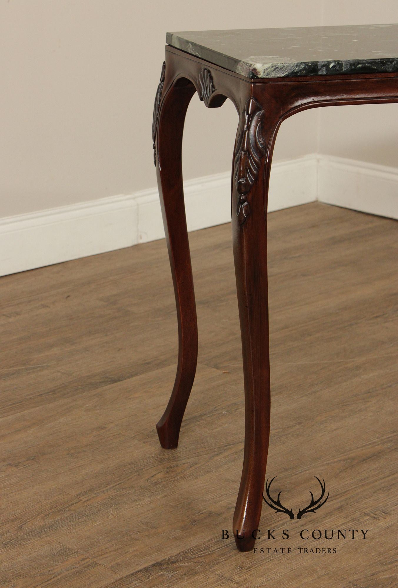 Rococo Style Set of Three Marble Top Mahogany Nesting Tables