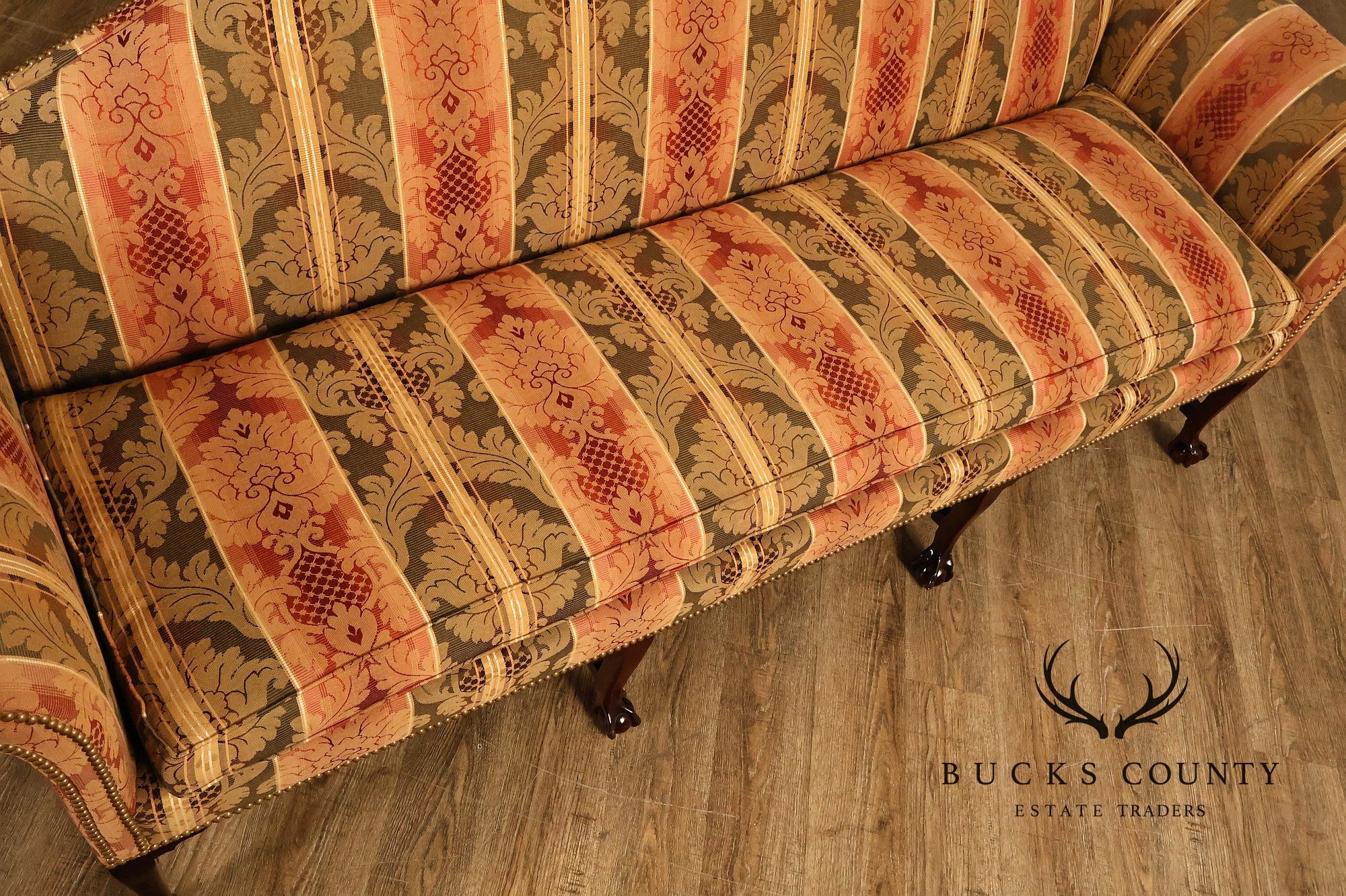 Kindel Winterthur Irish Georgian Chippendale Style Mahogany Camelback Sofa