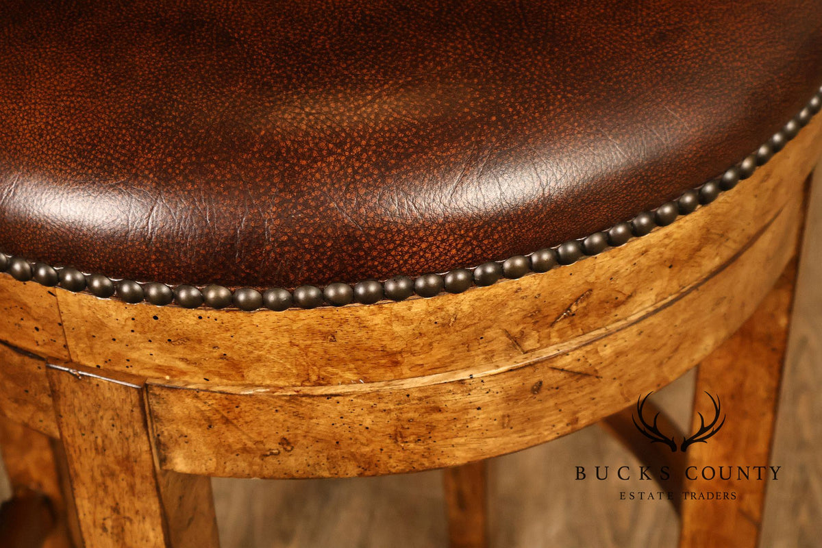 Contemporary Set Of 4 F aux Leather Upholstered Bar Stools